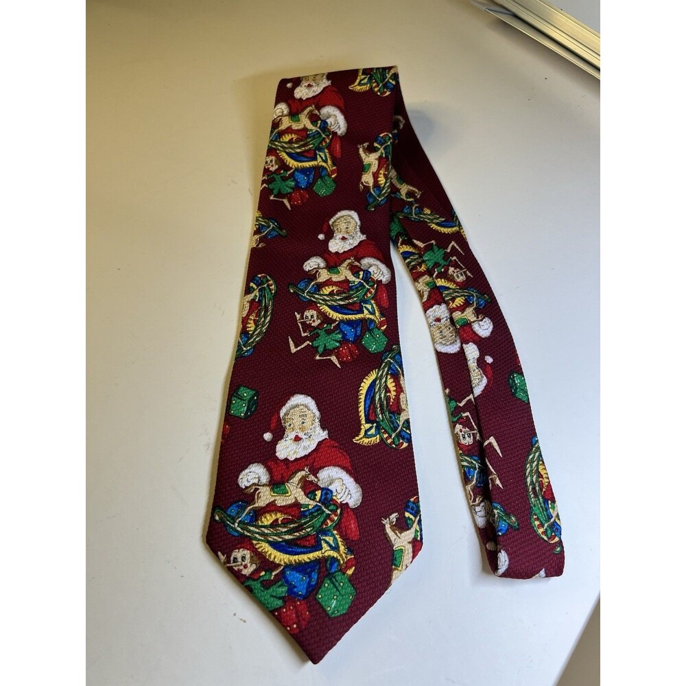 Tongue Tied Christmas Silk Neck Tie Holiday Tom McLellon Greenwich NY